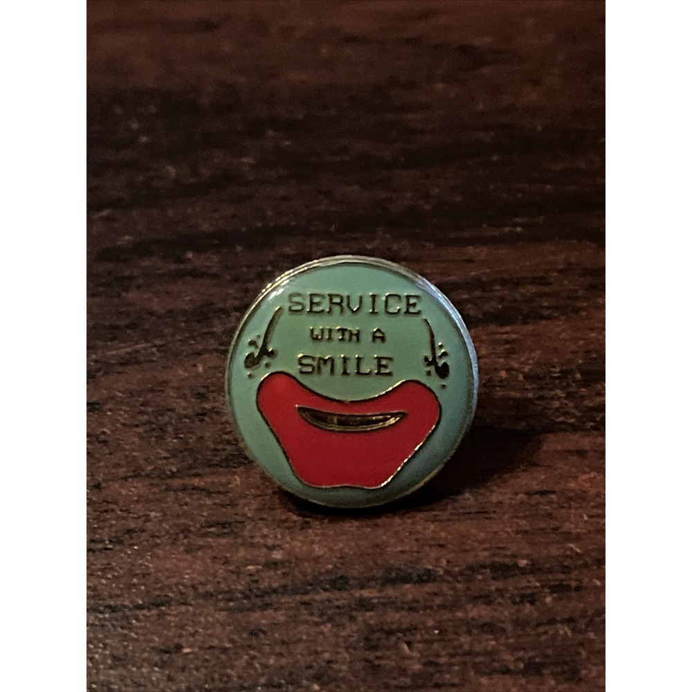 Vintage McDonald's "Service With A Smile" Employee Lapel Hat Pin